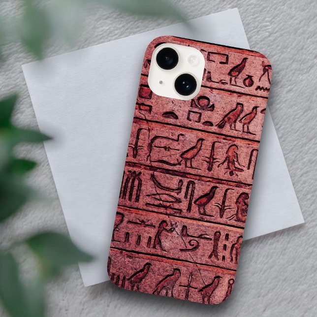Coque Pour iPhone 14 Hiéroglyphes égyptiens anciens Red iPhone 14 Coque (Créateur téléchargé)
