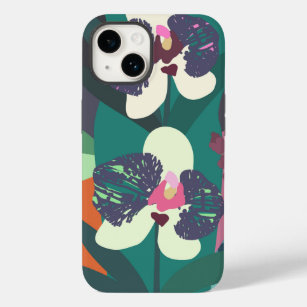 Coque Pour iPhone 14 Jardin coloré Abstrait de l'orchidée botanique