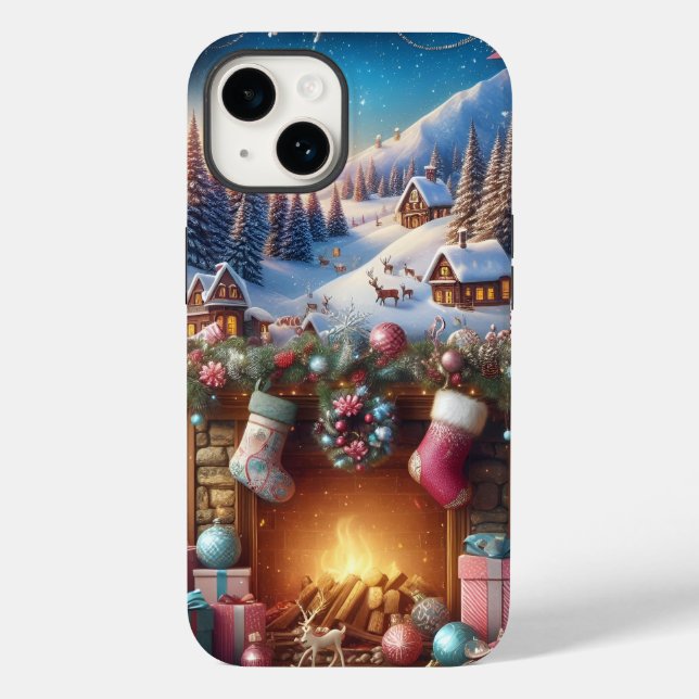 Coque Pour iPhone 14 Joyeux iPhone Noël 14 Coque dur (Verso)
