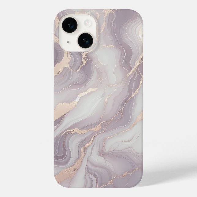 Coque Pour iPhone 14 Lavender Marble iPhone 14 Coque avec Veines Argent (Verso)