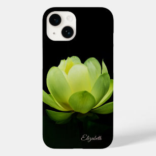 Coque Pour iPhone 14 Lotus vert noir
