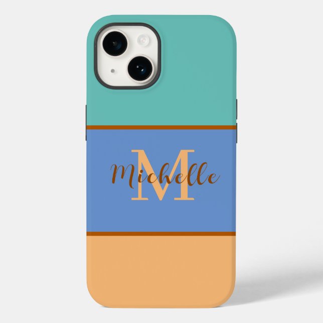Coque Pour iPhone 14 Monogramme Coque-Mate iPhone 14 coque (Verso)