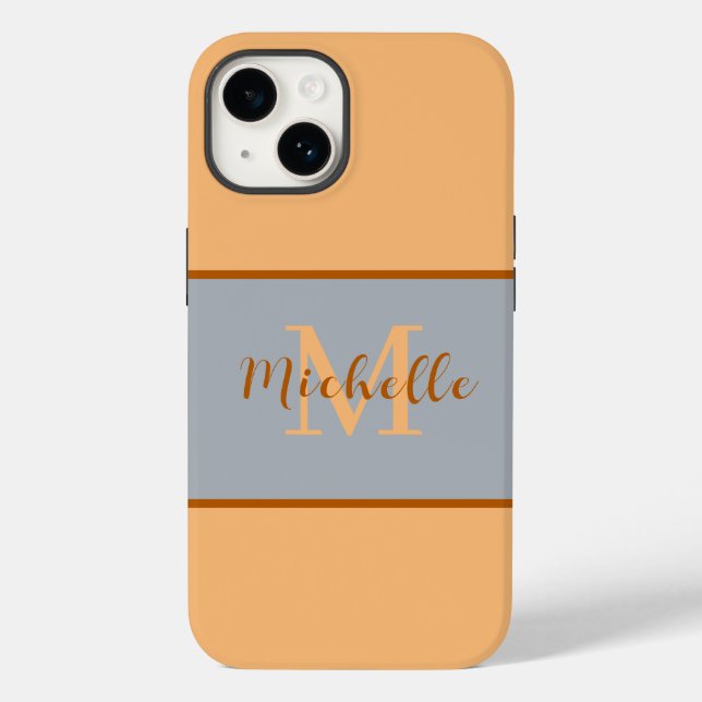 Coque Pour iPhone 14 Monogramme Coque-Mate iPhone 14 coque (Verso)