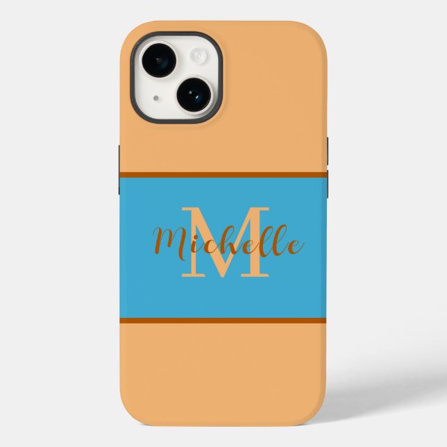 Coque Pour iPhone 14 Monogramme Coque-Mate iPhone 14 coque (Verso)