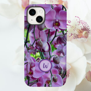 Coque Pour iPhone 14 Orchidées et vignes pourpres avec nom