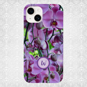 Coque Pour iPhone 14 Orchidées et vignes pourpres avec nom