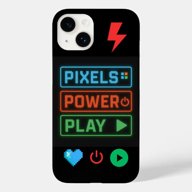 Coque Pour iPhone 14 Pixels Power Play coque iphone - Retro Gamer Phone (Verso)