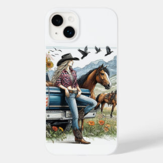Coque Pour iPhone 14 Plus Coque iphone personnalisable Cowgirl Art