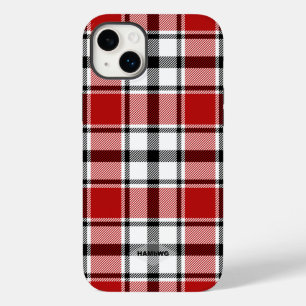 Coque Pour iPhone 14 Plus Coque iphone Plaid rouge, noir et blanc HAMbWG