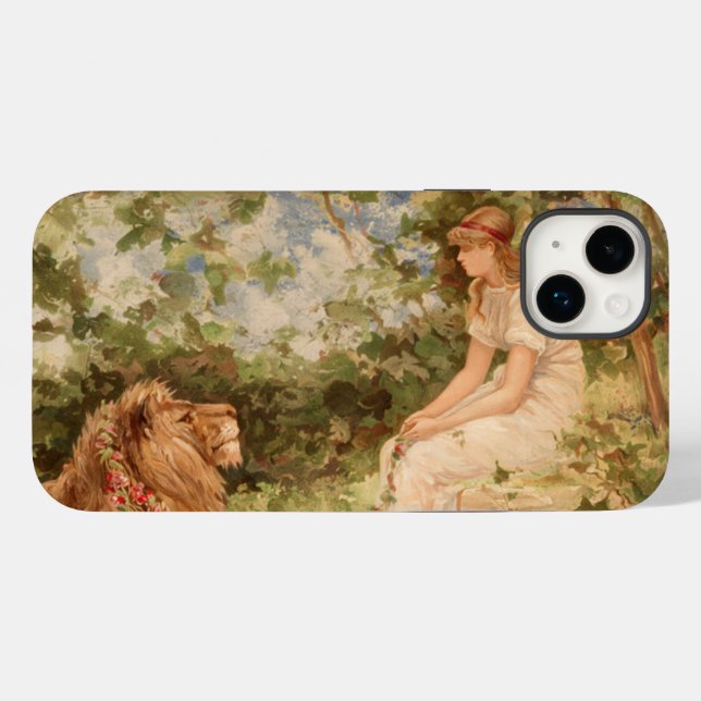 Coque Pour iPhone 14 Plus Lady With Lion iPhone / coque ipad (Verso (horizontal))