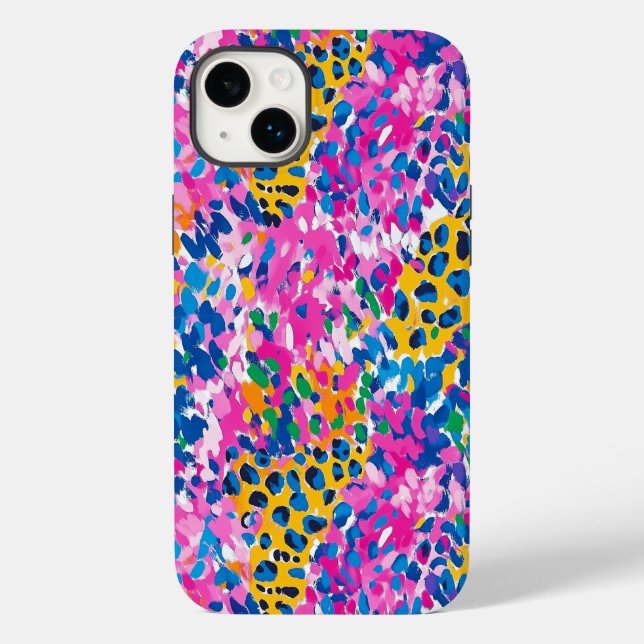 Coque Pour iPhone 14 Plus Preppy Cheetah Print Coque-Mate coque iphone (Verso)