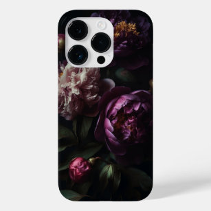 Coque Pour iPhone 14 Pro Bouquet de fleurs violettes romantiques foncées