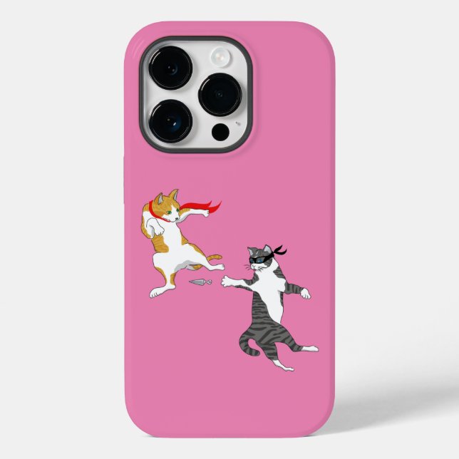 Coque Pour iPhone 14 Pro Coque de combat de chat-Mate coque iphone (Verso)