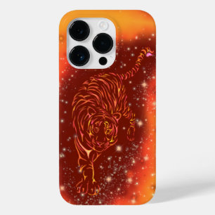 Coque Pour iPhone 14 Pro Coque iphone De Tigre Courir Dans La Nuit Étincela