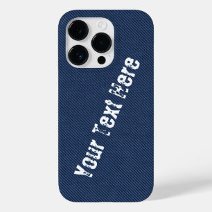 Coque Pour iPhone 14 Pro Coque iphone Faux Blue Denim avec texte personnali