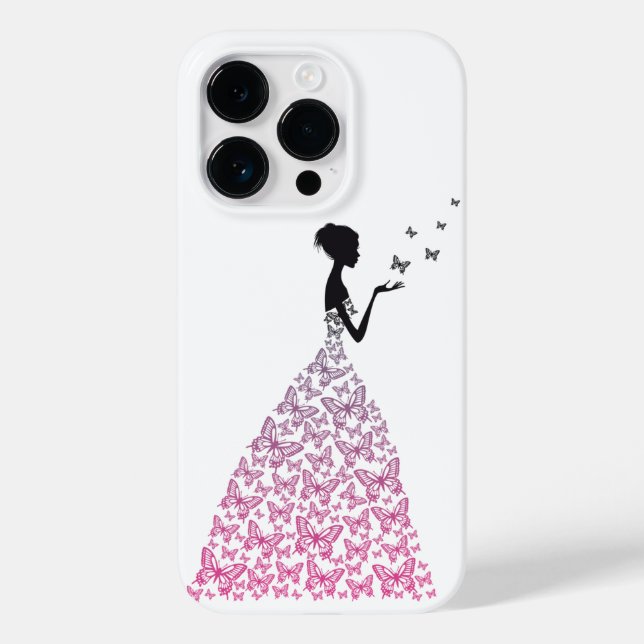Coque Pour iPhone 14 Pro La dame aux papillons Couverture coque iphone (Verso)