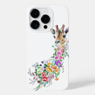 Coque Pour iPhone 14 Pro Peinture coque iphone de la Giraffe aux Fleurs col
