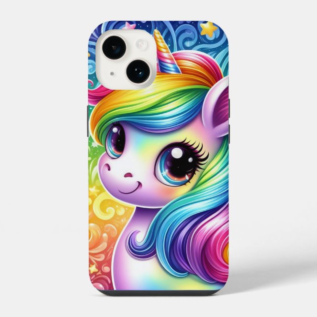 Coque Pour iPhone 14 Rainbow bébé licorn iphone 14 coque (Verso)