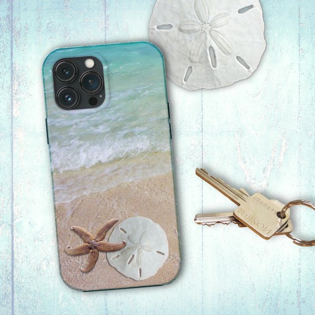 Coque Pour iPhone 14 Starfish Sand Dollar Beach Scene coque iphone (Créateur téléchargé)