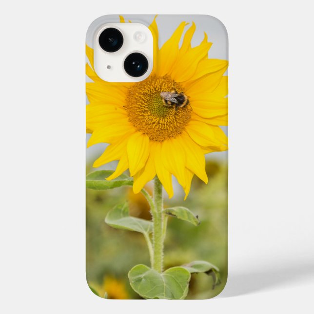 Coque Pour iPhone 14 Tournesol avec abeille iPhone 14 coque (Verso)