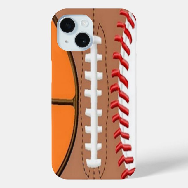 Coque Pour iPhone 15 3 Sport Ball iPhone 15 Coque (Verso)