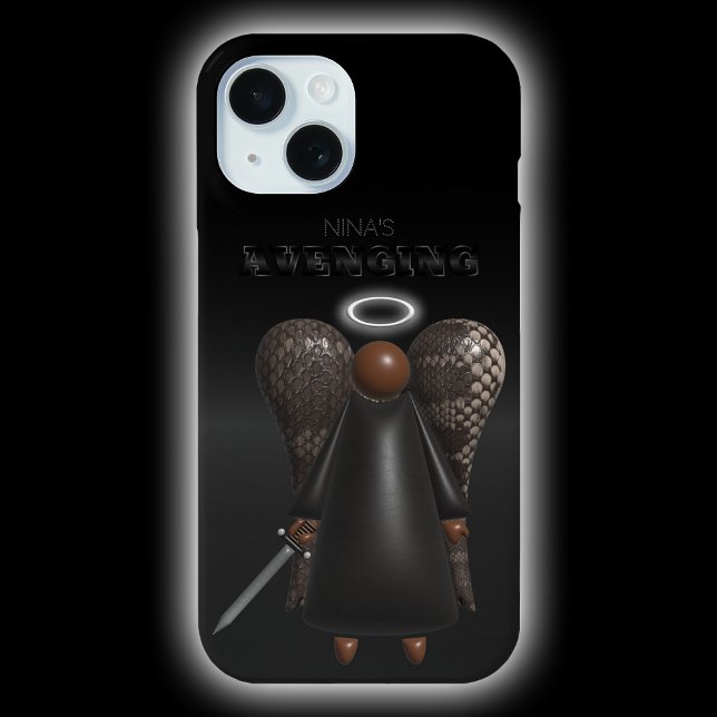 Coque Pour iPhone 15 Ange noir, coque iphone d'Ange vengeur (Black Avenging Angel )