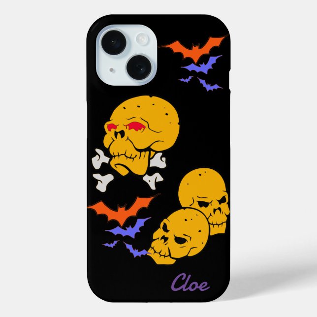 Coque Pour iPhone 15 Bats coque iphone d'araignée crâne - Design gothiq (Verso)
