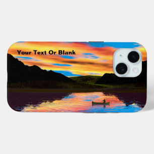 Coque Pour iPhone 15 Canot Sur Sunset Lake Coque-Mate coque iphone
