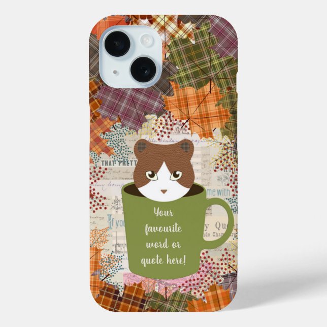 Coque Pour iPhone 15 Coque iphone Chat de pause automne (Verso)