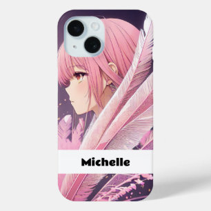 Coque Pour iPhone 15 Coque iphone d'Anime rose mignon personnalisé