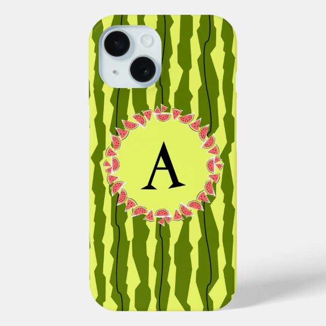 Coque Pour iPhone 15 Coque iphone "Monogramme" de la pastèque (Verso)