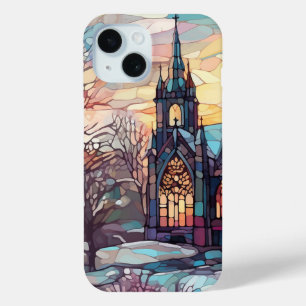 Coque Pour iPhone 15 Eglise en verre tendu iPhone 15 à peine Coque