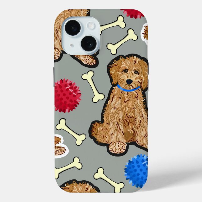 Coque Pour iPhone 15 iPhone 15 coque Heavy Duty Goldendoodle (Verso)