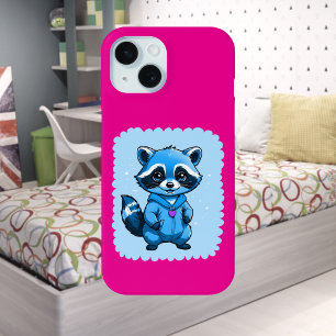 Coque Pour iPhone 15 Little Raccoon En Blue iPhone / coque ipad