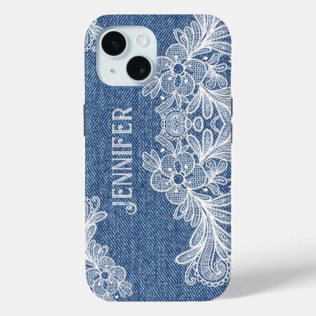 Coque Pour iPhone 15 Personnalisé Blue Jean Denim iPhone / coque ipad (Verso)