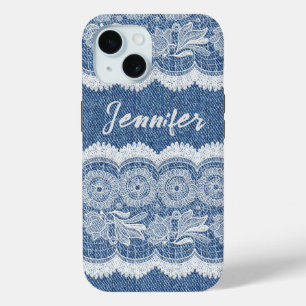 Coque Pour iPhone 15 Personnalisé Blue Jean Denim iPhone / coque ipad