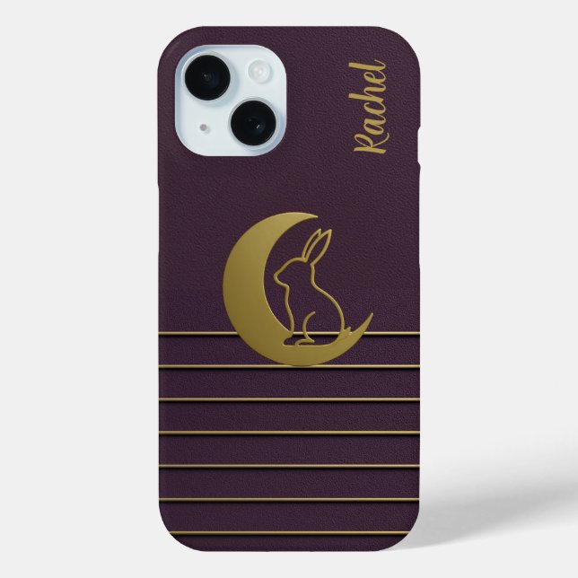 Coque Pour iPhone 15 Purple Moon Bunny Design iPhone / coque ipad (Verso)