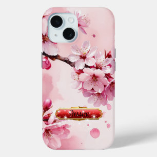 Coque Pour iPhone 15 Soft rose cerise fleurs iPhone / coque ipad
