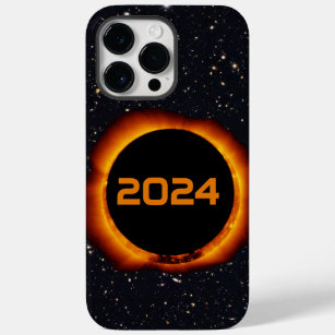 Coque Pour Pour iPhone 14 Pro Max 2024 Éclipse solaire totale Date Ciel étoilé