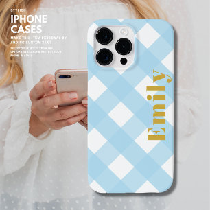 Coque Pour Pour iPhone 14 Pro Max Coque iphone de chèque moderne bleu personnalisé