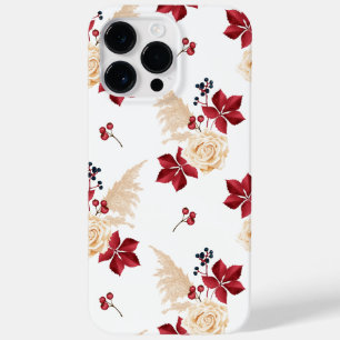 Coque Pour Pour iPhone 14 Pro Max Élégant coque iphone d'automne floral de Bourgogne