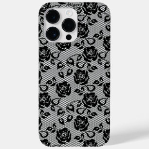 Coque Pour Pour iPhone 14 Pro Max Faux Black Lace Rose coque iphone de pêche