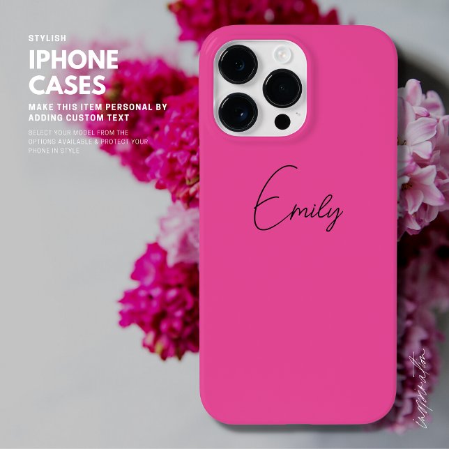 Coque Pour Pour iPhone 14 Pro Max Nom du script coque iphone personnalisé rose éléga (Créateur téléchargé)