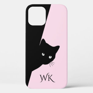 Coque rose -coque iphone noir Sly Chat Monogramme