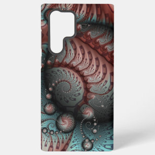 Coque Samsung Galaxy Abstrait Fantaisie Vive Art Fractal Brun Bleu