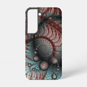 Coque Samsung Galaxy Abstrait Fantaisie Vive Art Fractal Brun Bleu