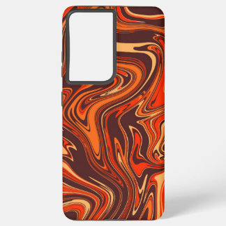 Coque Samsung Galaxy Abstrait, marbre rouge liquide, fluide, rétro