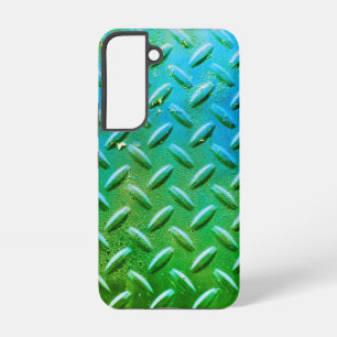 Coque Samsung Galaxy Acier en tôle de diamant vert et bleu
