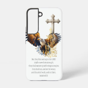 Coque Samsung Galaxy Aigle de l'Écriture Tendance Épée Or Croix Beige