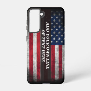 Coque Samsung Galaxy Ajoutez votre texte sur le drapeau américain 